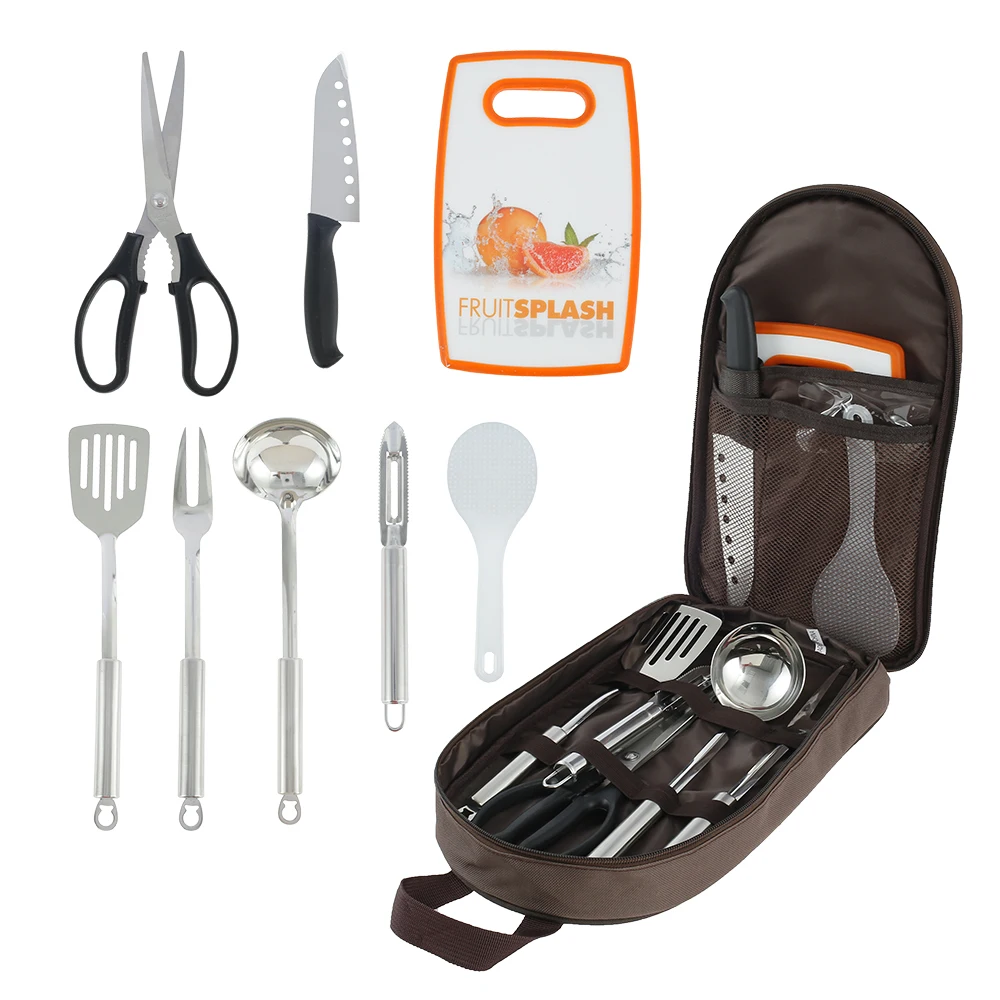 8 Pcs/1set Camping Cookware Kit Portable Stainless Steel Kitchen Utensil Knife Fork Spoon Set Travelling Hiking Picnic BBQ Table
8 Pcs/1set Camping Cookware Kit Portable Stainless Steel Kitchen Utensil Knife Fork Spoon Set Travelling Hiking Picnic BBQ Table