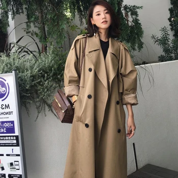 Trench Coat for Women 2019 Streetwear Double Breasted Turn-down Collar Spring/Autumn Women's Long Coat with Belt
Trench Coat for Women 2019 Streetwear Double Breasted Turn-down Collar Spring/Autumn Women's Long Coat with Belt
