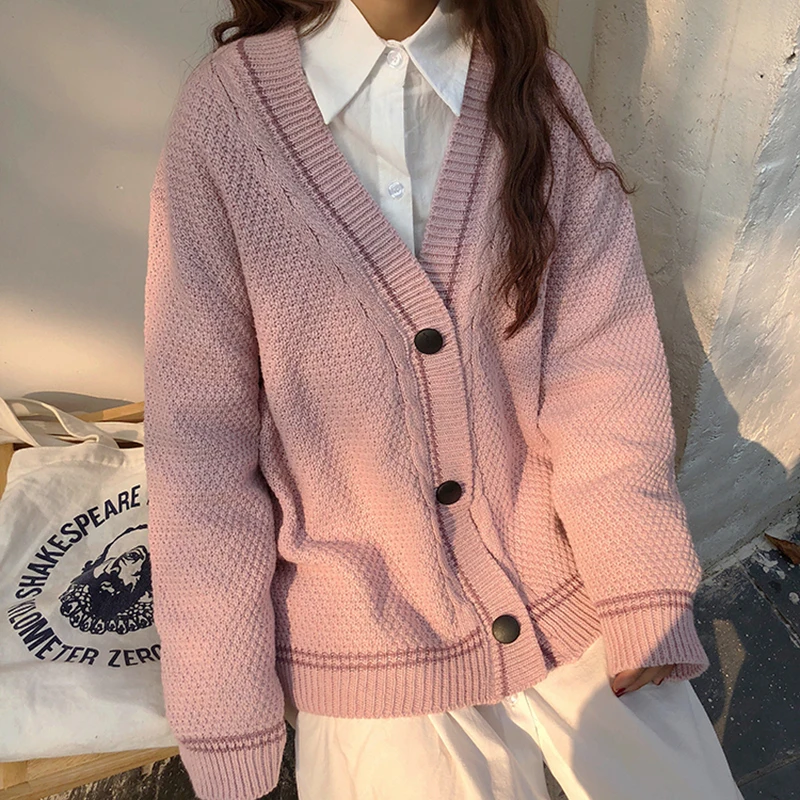 2020 Autumn And Winter New Korean Style V-Neck Loose Sweater Women Button Cardigan Sweater Jacket Women Knit Sweater
2020 Autumn And Winter New Korean Style V-Neck Loose Sweater Women Button Cardigan Sweater Jacket Women Knit Sweater