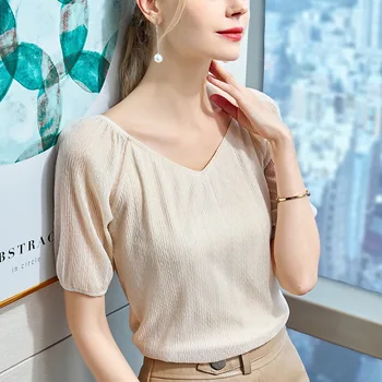 Hot Sale Women Summer High Street Fashion Sexy V Neck Lantern Short Sleeve Chiffon Blouses Shirt Female Casual Loose Blusa Tops
Hot Sale Women Summer High Street Fashion Sexy V Neck Lantern Short Sleeve Chiffon Blouses Shirt Female Casual Loose Blusa Tops