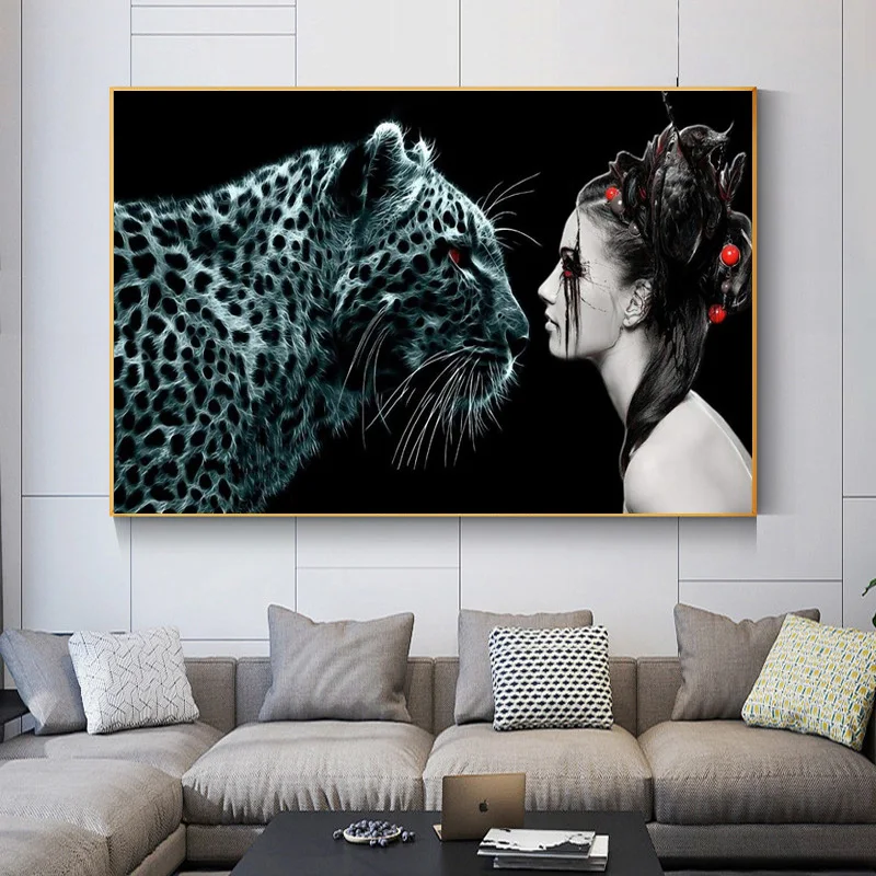 Canvas Painting Gothic Cheetah and Witches Dark Art Prints Poste Wall Art Human and Animal Picture for Living Room Home Decor
Canvas Painting Gothic Cheetah and Witches Dark Art Prints Poste Wall Art Human and Animal Picture for Living Room Home Decor
