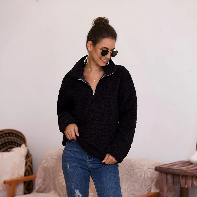 Women Warm Solid Tops Long Sleeve Zipper Sherpa Fleece Sweatshirt Autumn Winter Pulloverver Jack
Women Warm Solid Tops Long Sleeve Zipper Sherpa Fleece Sweatshirt Autumn Winter Pulloverver Jack