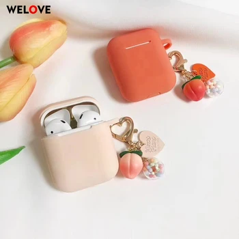 Pink fruit Peach Heart-shaped Keychain Soft silicone Earphone Case for AirPods 1 2 case Cute Bluetooth Headset Box Wireless capa 
Pink fruit Peach Heart-shaped Keychain Soft silicone Earphone Case for AirPods 1 2 case Cute Bluetooth Headset Box Wireless capa