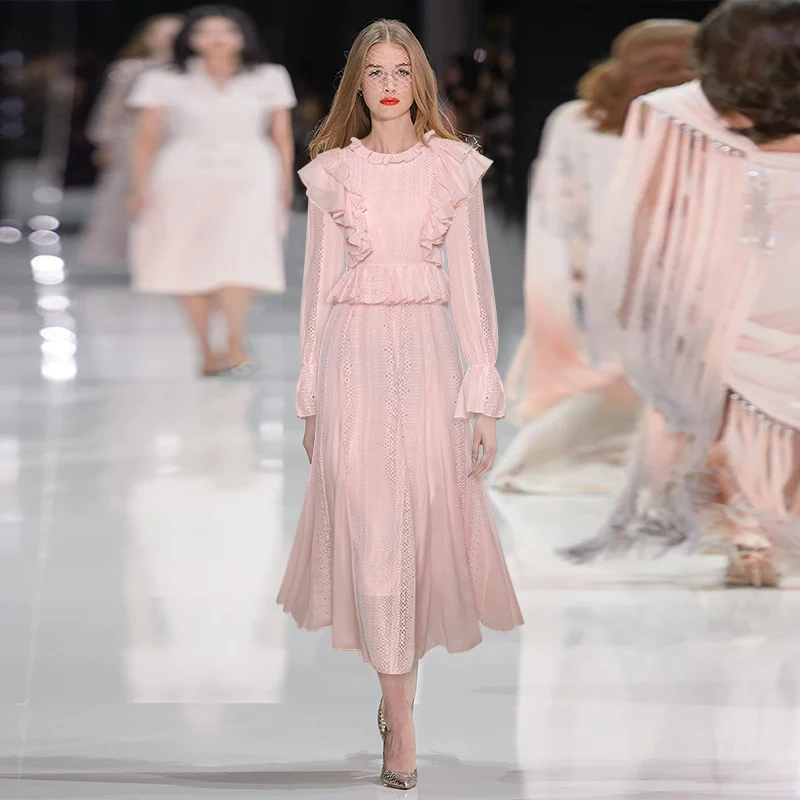 Elegant O-Neck Lantern Long Sleeve Princess Ruffle Lace Dress Women Runway Designer High Quality Swing Ladies Pink Blue Dresses
Elegant O-Neck Lantern Long Sleeve Princess Ruffle Lace Dress Women Runway Designer High Quality Swing Ladies Pink Blue Dresses