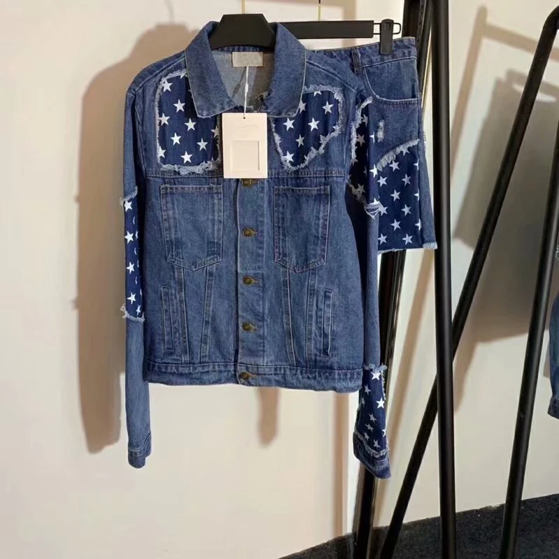 9.6 2019 High quality New star letter print patch long sleeve Denim Jacket + Star patchwork hole denim shorts fashion suit
9.6 2019 High quality New star letter print patch long sleeve Denim Jacket + Star patchwork hole denim shorts fashion suit