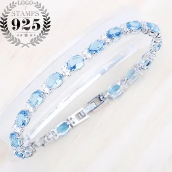 Link Chain Bracelet Women Sky Blue Cubic Zircon Stone Silver 925 Length 18+2 cm 2 Button Jewelry Free Box
Link Chain Bracelet Women Sky Blue Cubic Zircon Stone Silver 925 Length 18+2 cm 2 Button Jewelry Free Box