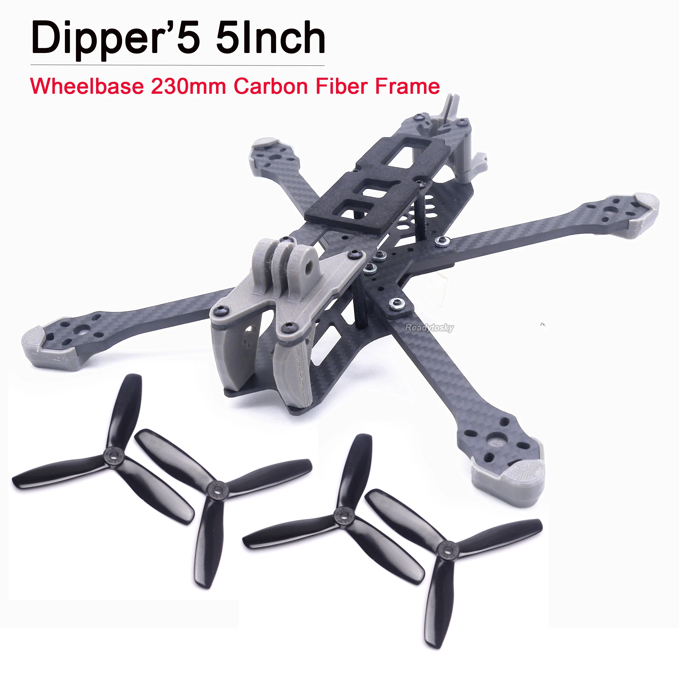 

Dipper’5 Dipper 5Inch 230mm 230 Wheelbase Carbon Fiber Frame Kit w/ TPU Printing Parts for FPV Racing Quadcopter Racer Drone