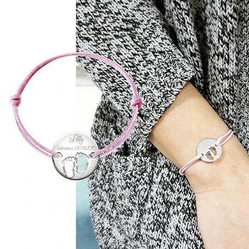 925 Sterling Silver Personalized Engraved Name Date Footprint Charm Bracelet Rope String Custom Adjustable Bracelet for Women
925 Sterling Silver Personalized Engraved Name Date Footprint Charm Bracelet Rope String Custom Adjustable Bracelet for Women