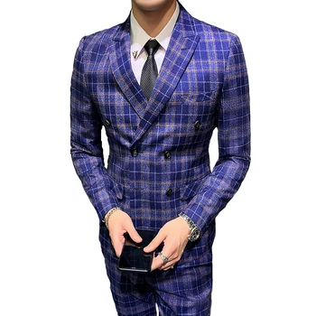 Blazer men's British style men's suit suit fashion banquet slim suit three-piece jacket pants vest double-breasted suit
Blazer men's British style men's suit suit fashion banquet slim suit three-piece jacket pants vest double-breasted suit
