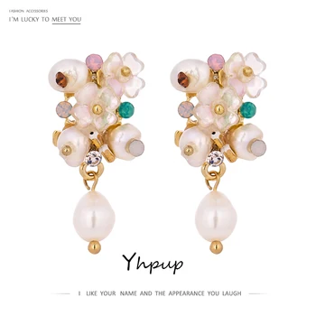 Yhpup Luxury Natural Pearls Shell Flower Dangle Earrings Exquisite Sweet Romantic Earrings Oorbellen for Female Party Wedding
Yhpup Luxury Natural Pearls Shell Flower Dangle Earrings Exquisite Sweet Romantic Earrings Oorbellen for Female Party Wedding