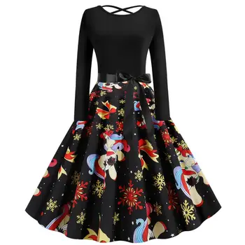 Women long Sleeve 3D printed cute Snowflake unicorn Retro Dress Round collar Splicing dress Christmas Party Costume
Women long Sleeve 3D printed cute Snowflake unicorn Retro Dress Round collar Splicing dress Christmas Party Costume