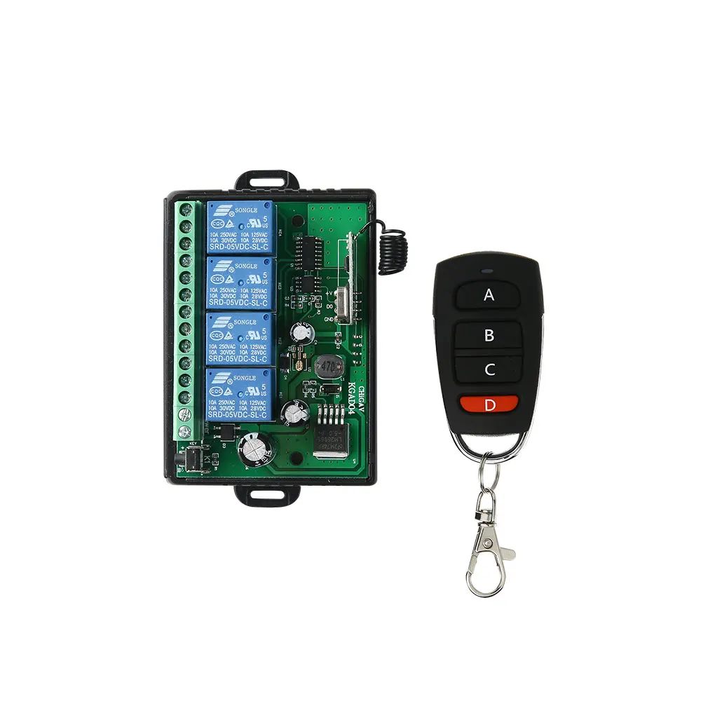 DC7-36V 433Mhz 4Gangs 10A wireless remote control switch for car tail box lifting platform home life small LED switch manual
DC7-36V 433Mhz 4Gangs 10A wireless remote control switch for car tail box lifting platform home life small LED switch manual