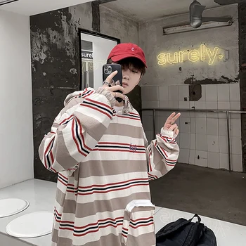 2020 Spring And Autumn New Youth Pop Striped Hooded Sweatshirt Fashion Casual Loose Big Pocket Pullover Blue / Khaki S-2XL
2020 Spring And Autumn New Youth Pop Striped Hooded Sweatshirt Fashion Casual Loose Big Pocket Pullover Blue / Khaki S-2XL