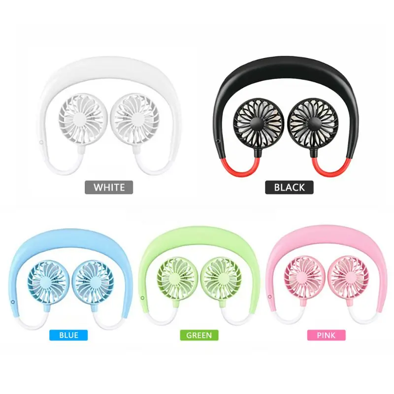 Beioust Hands-Free Neck Band Hands-Free Hanging USB Rechargeable Dual Fan Mini Air Cooler Summer Portable