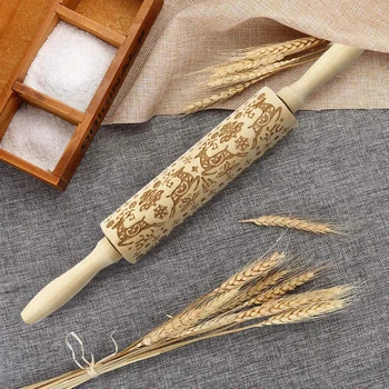 35*5cm Christmas Embossing Rolling Pin Baking Cookies Noodle Biscuit Fondant Cake Dough Engraved Roller Reindeer Snowflake
35*5cm Christmas Embossing Rolling Pin Baking Cookies Noodle Biscuit Fondant Cake Dough Engraved Roller Reindeer Snowflake