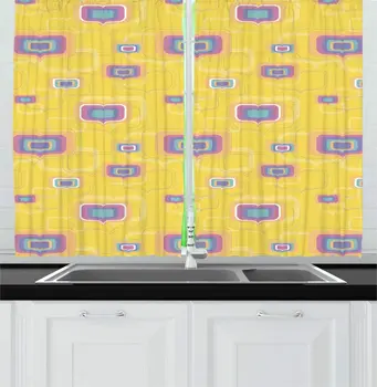 Mustard Geometrical Kitchen Curtains Love Theme Colorful Concentric Rectangular Hearts Shapes Window Drapes
Mustard Geometrical Kitchen Curtains Love Theme Colorful Concentric Rectangular Hearts Shapes Window Drapes