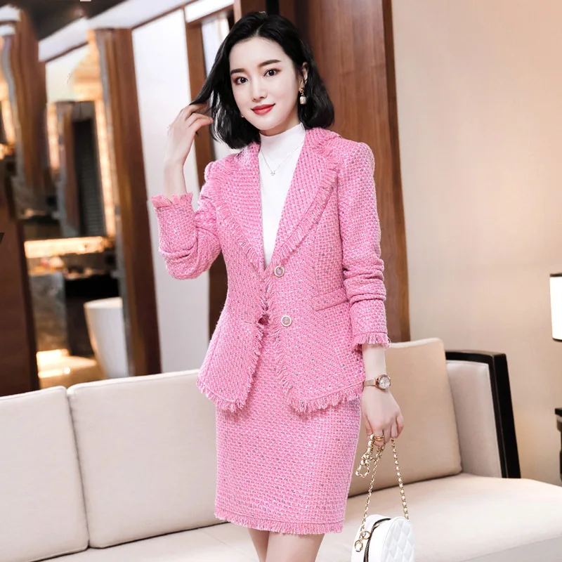 IZICFLY Winter Autumn New Pink Tassels Fashion 2 piece set women Skirt Suit Office Uniform Design Elegant Business Work Wear
IZICFLY Winter Autumn New Pink Tassels Fashion 2 piece set women Skirt Suit Office Uniform Design Elegant Business Work Wear