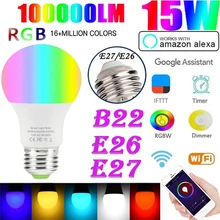 15W WiFi Smart Light Bulb E27 Dimmable LED RGB Lamp Timer Bluetooth-compatible Smart Bulb Tuya Works With Alexa/Google Home
15W WiFi Smart Light Bulb E27 Dimmable LED RGB Lamp Timer Bluetooth-compatible Smart Bulb Tuya Works With Alexa/Google Home