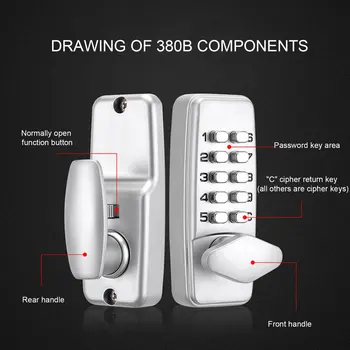380B Digital Password Door Lock Mechanical Code Keyless Entry Door Lock Waterproof Non-Power Anti-rust Lock for 30-65mm Door
380B Digital Password Door Lock Mechanical Code Keyless Entry Door Lock Waterproof Non-Power Anti-rust Lock for 30-65mm Door