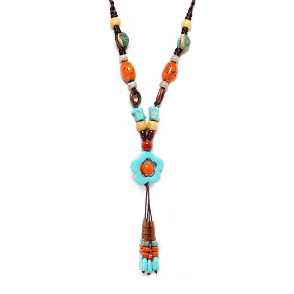 Retro Ethnic style Handmade ceramic Bead pendant Sweater chain necklace N502
Retro Ethnic style Handmade ceramic Bead pendant Sweater chain necklace N502