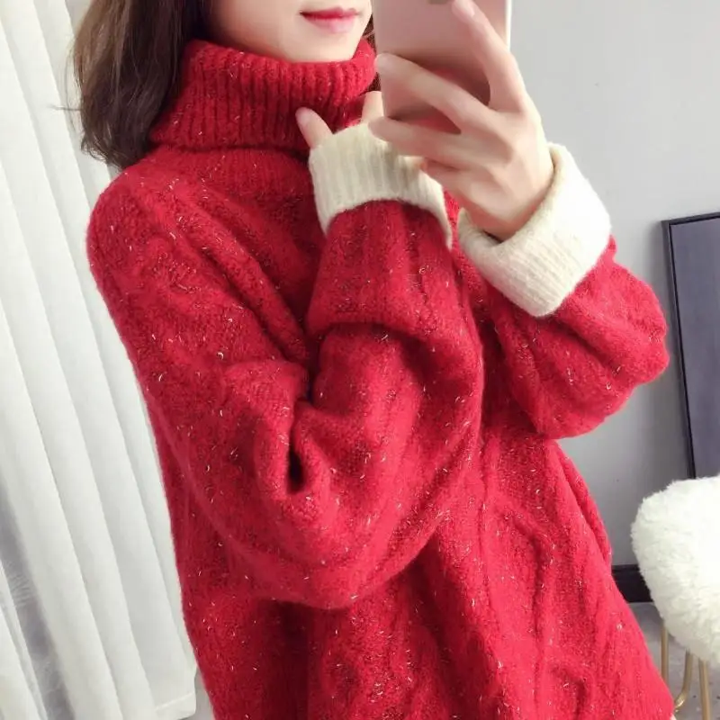 2019 New Autumn Winter Women Korean Loose Turtleneck Knit Pullovers Sweater Female Casual Thicken Christmas Knitwear Jumper X68
2019 New Autumn Winter Women Korean Loose Turtleneck Knit Pullovers Sweater Female Casual Thicken Christmas Knitwear Jumper X68