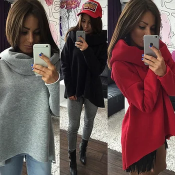 Hot Women Turtleneck Sweatshirts Long Sleeve Scarf Collar Solid Irregular Hoodies Casual Pullover Autumn Winter Sweatshirt 2019
Hot Women Turtleneck Sweatshirts Long Sleeve Scarf Collar Solid Irregular Hoodies Casual Pullover Autumn Winter Sweatshirt 2019