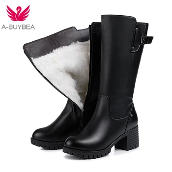 Russia Pu Leather Boots Fur Fashion Knee High Boots Thick Heel Women Warm Natural Wool Boots Round Toe Winter Snow Boots
Russia Pu Leather Boots Fur Fashion Knee High Boots Thick Heel Women Warm Natural Wool Boots Round Toe Winter Snow Boots