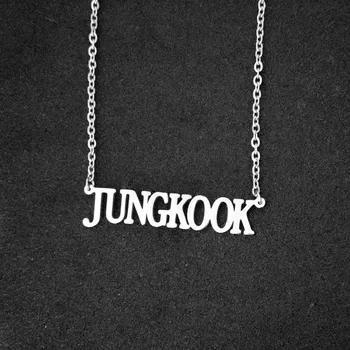 

Korean Kpop Chain Necklace Stainless Steel Nameplate Jin Suga Jhope V Jimin Jungkook Pendant Necklace Letter Friends Fans Gifts