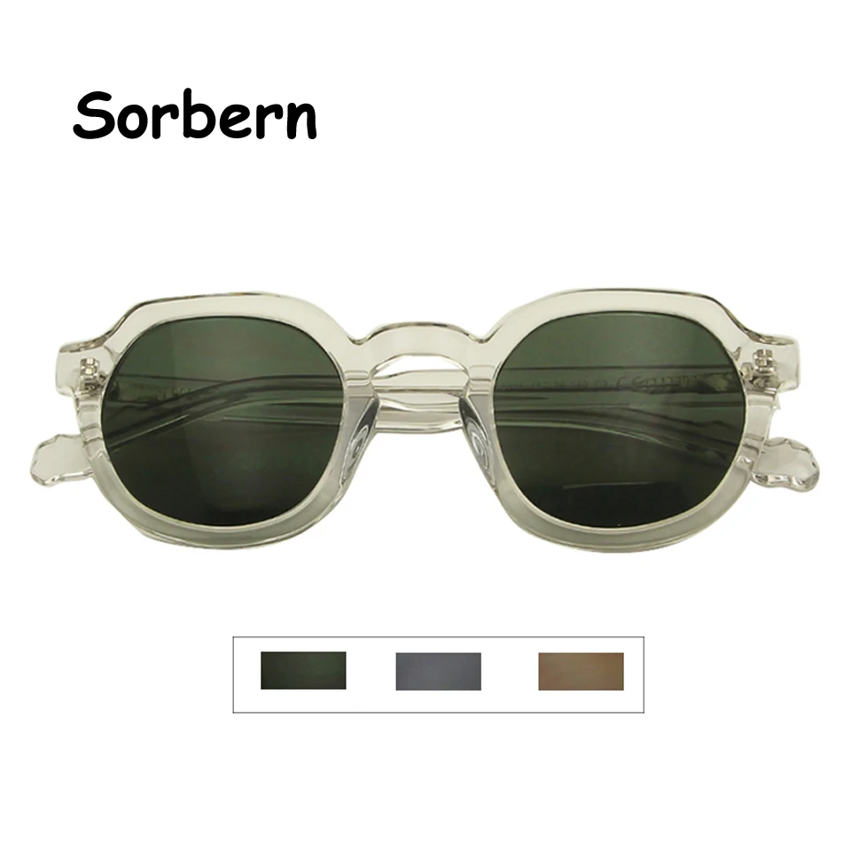 

Acetate Men'S Sunglasses Round Glasses Vintage Retro Green Sunglasses Street Style Shades For Women Transparent Glasses UV400