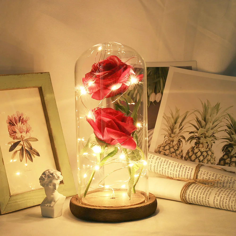 Beauty And The Beast Rose Kit Rose LED Light In Glass Dome On Wooden Base For Main Decoration Birthday Wedding Valentine's Day
Beauty And The Beast Rose Kit Rose LED Light In Glass Dome On Wooden Base For Main Decoration Birthday Wedding Valentine's Day