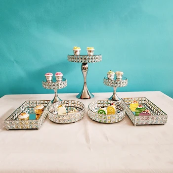 3pcs -9pcs silver square High-quality Cake Stand Set Crystal Metal Cupcake stand 
3pcs -9pcs silver square High-quality Cake Stand Set Crystal Metal Cupcake stand