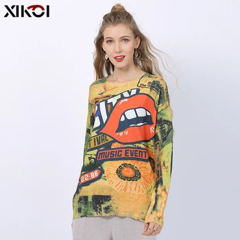 Mouth Print Loose Pullovers Oversized Sweater for Women Winter Fashion Long Sleeves Jumper Women Knitted Pull Femme Clothes 
Mouth Print Loose Pullovers Oversized Sweater for Women Winter Fashion Long Sleeves Jumper Women Knitted Pull Femme Clothes