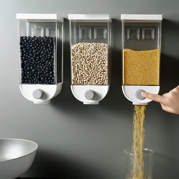 

1000/1500ML Kitchen Wall-mounted Oatmeal Cereal Storage Box Dispenser Sealed Food Storage Container Snack Storage Tank Grain Can