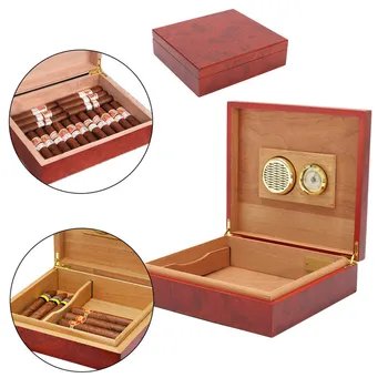 20 Count Brown Cedar Wood Lined Cigar Humidor Humidifier With Hygrometer Case Box with Moisture Meter Moisturizing Device
20 Count Brown Cedar Wood Lined Cigar Humidor Humidifier With Hygrometer Case Box with Moisture Meter Moisturizing Device