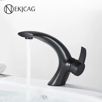 Black Basin Faucet Bathroom Deck Mounted Curved Design Basin Faucet Single Hole Hot and Cold Mixer Taps mitigeur salle de bain
Black Basin Faucet Bathroom Deck Mounted Curved Design Basin Faucet Single Hole Hot and Cold Mixer Taps mitigeur salle de bain