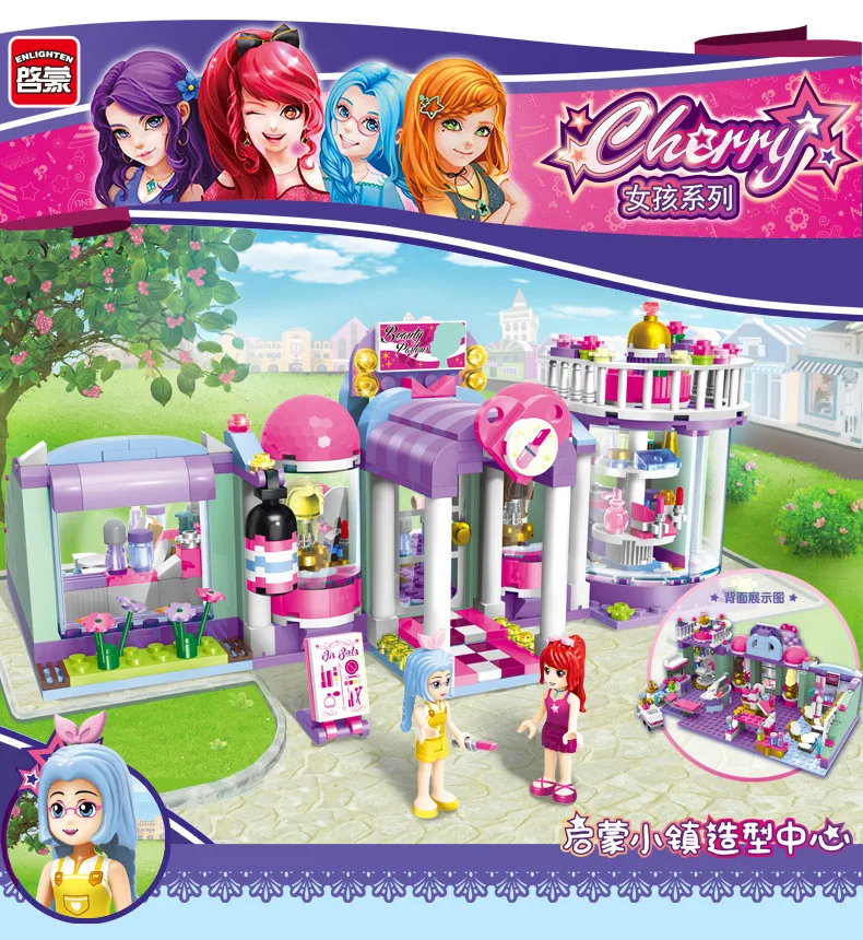 Models building toy Enlighten 2006 Girls Friends shirley's Beauty SPA Shop 485pcs Building Blocks compatible with
Models building toy Enlighten 2006 Girls Friends shirley's Beauty SPA Shop 485pcs Building Blocks compatible with