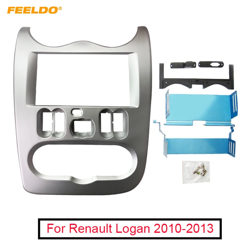 FEELDO Автомобильная 2 DIN стерео панель пластины Панель рамка для Renault Logan 2010 2013 радио
