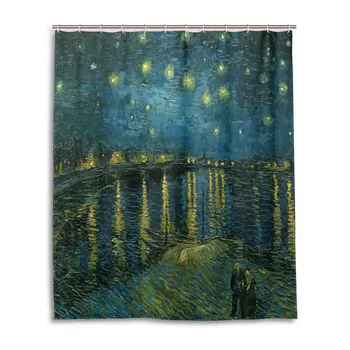 Shower Curtain Van Gogh Starry Night Over The Rhone Polyester Fabric Curtains Bathroom Decor Set with 12 Pieces Hooks, Bathroom
Shower Curtain Van Gogh Starry Night Over The Rhone Polyester Fabric Curtains Bathroom Decor Set with 12 Pieces Hooks, Bathroom