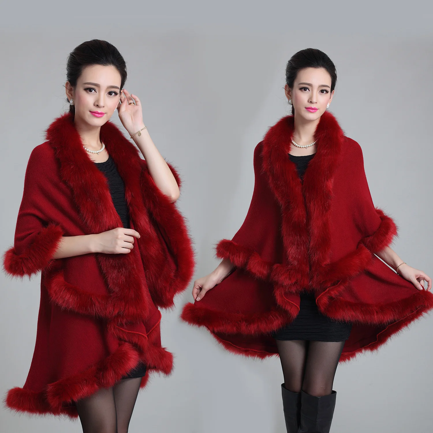Winter Fur Coat Women Cape Dress Lose Two Layers Poncho Warm Fur Capes Coat Women Knitted Warm Thick Outwear Black Cloak Poncho
Winter Fur Coat Women Cape Dress Lose Two Layers Poncho Warm Fur Capes Coat Women Knitted Warm Thick Outwear Black Cloak Poncho
