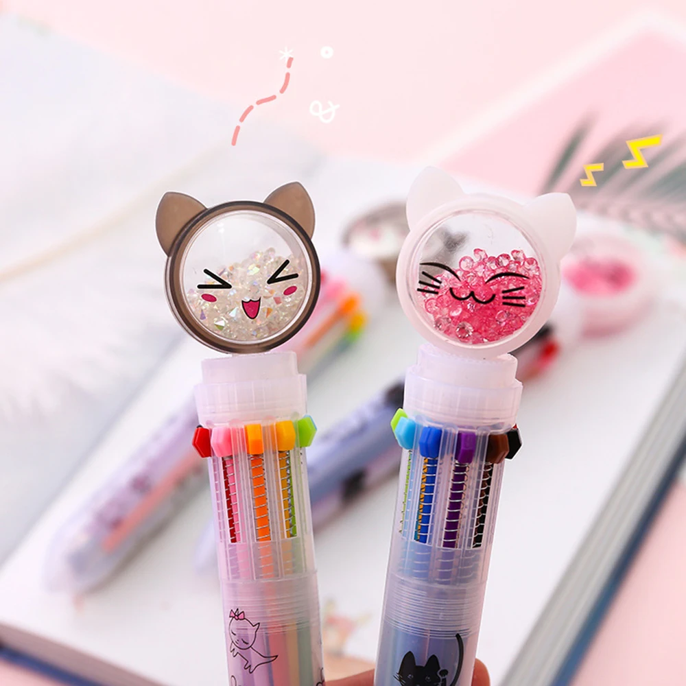 1 Pcs Cute Cat 10 Color Ballpoint Pen Color Multi-function Push Type 0.5mm Writing Pen Office School Stationery Supply
1 Pcs Cute Cat 10 Color Ballpoint Pen Color Multi-function Push Type 0.5mm Writing Pen Office School Stationery Supply