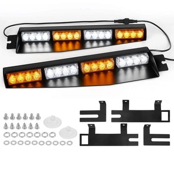 (Yellow&White) 32LED Visor Lights 15 Flash Patterns Emergency Strobe Lights Windshield Split Mount Light Bar Law Enforcement Haz
(Yellow&White) 32LED Visor Lights 15 Flash Patterns Emergency Strobe Lights Windshield Split Mount Light Bar Law Enforcement Haz