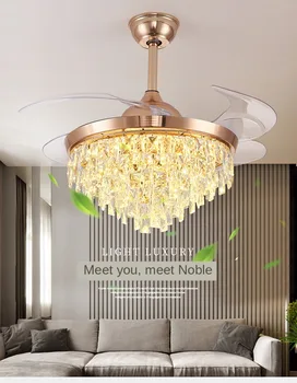 110V / 220VLED Crystal Invisible Ceiling Fan Light Restaurant Light Luxury Home Frequency Conversion Ceiling Fans with Lights
110V / 220VLED Crystal Invisible Ceiling Fan Light Restaurant Light Luxury Home Frequency Conversion Ceiling Fans with Lights