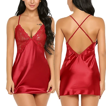 Women Lace Sexy Backless Lingerie Nightwear Sleeveless V-Neck Sleepwear Dress Hot Sale
Women Lace Sexy Backless Lingerie Nightwear Sleeveless V-Neck Sleepwear Dress Hot Sale
