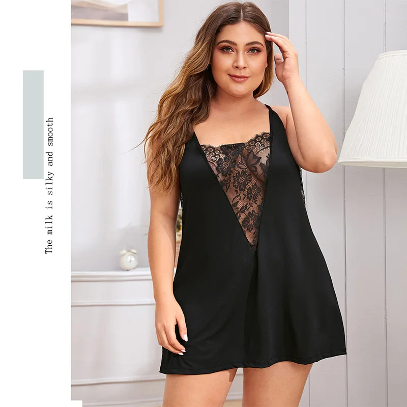 

Sexy Bathrobe Female Home Clothes 3XL-5XL Lace Nightgown Nightgown Women Sleepwear Pyjamas Negligee Babydoll Nightdress