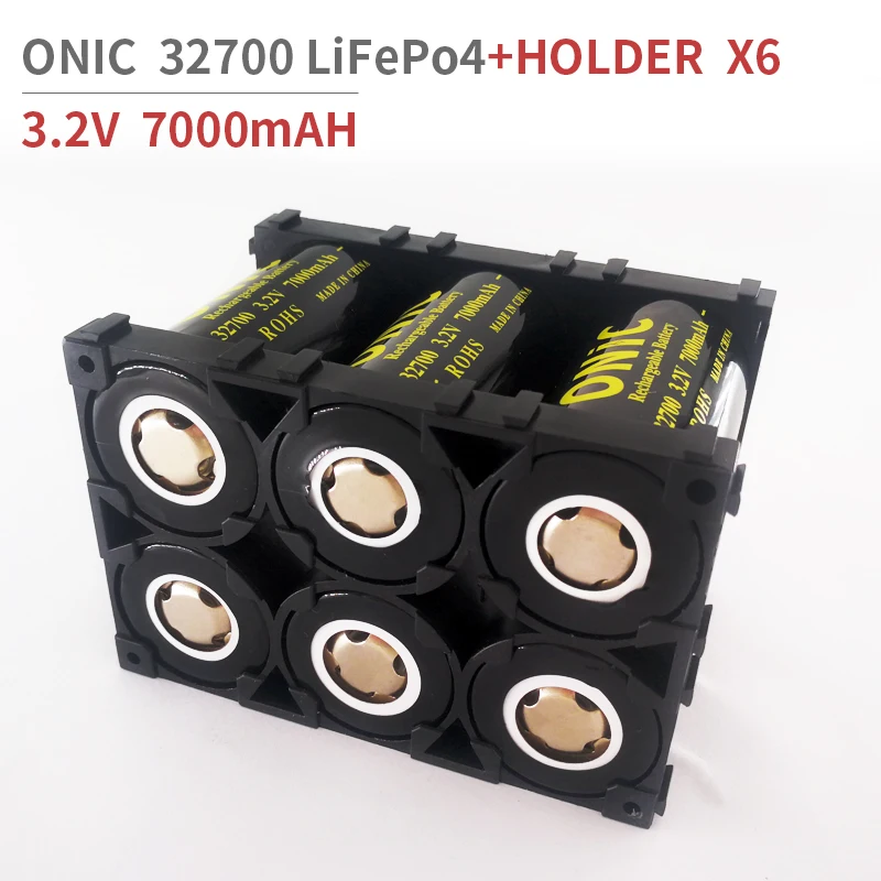 ONIC 100% Original 6pcs 32700 LiFePO4 3.2v 7000mAH 33A 55A Rechargeable Battery Cell 1C Discharge Batteries with 2x3 Holder
ONIC 100% Original 6pcs 32700 LiFePO4 3.2v 7000mAH 33A 55A Rechargeable Battery Cell 1C Discharge Batteries with 2x3 Holder