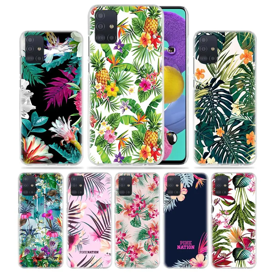 Розовый чехол с Тропическими Цветами для Samsung Galaxy A51 A71 A21 M31 M51 A01 A70s A50s S20