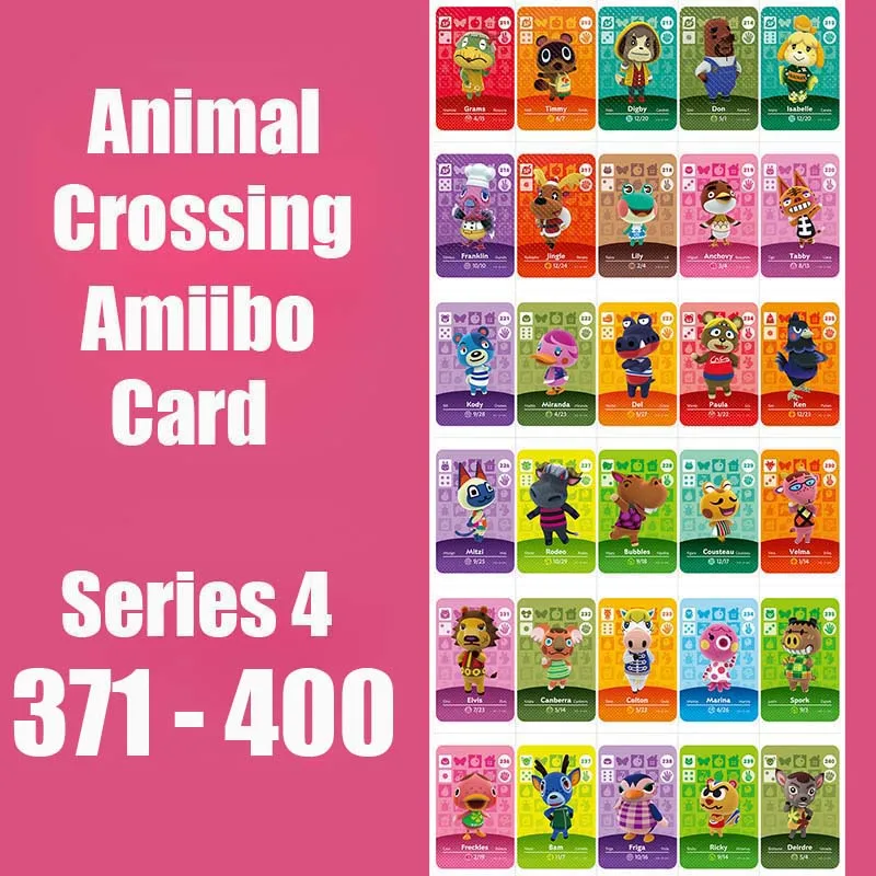 Series 4 (371 to 400) Animal Crossing Card Amiibo Cards locks nfc Card Work for Switch NS 3DS Games Animal Crossing Amiibo Card 
Series 4 (371 to 400) Animal Crossing Card Amiibo Cards locks nfc Card Work for Switch NS 3DS Games Animal Crossing Amiibo Card