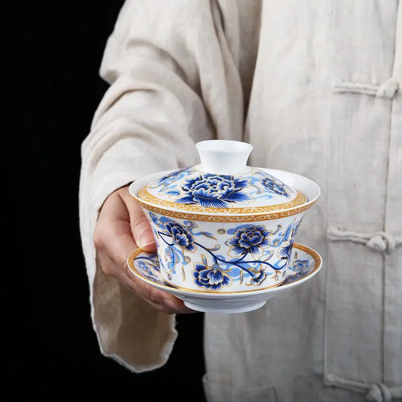 Китайский кунг-фу Gaiwan Procelain чайник и чаша набор для дома большая емкость посуда