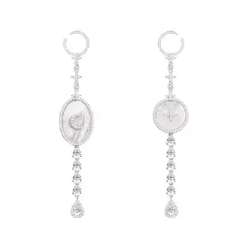Luxury Monaco long tassels earrings elegant art moon star Design AAA zircon S925 sterling silver pearl Earrings For Women 
Luxury Monaco long tassels earrings elegant art moon star Design AAA zircon S925 sterling silver pearl Earrings For Women