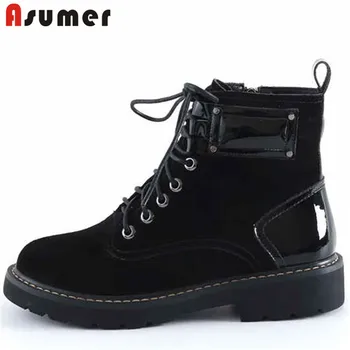 ASUMER Big size 34-41 Genuine leather boots women square heel lace up autumn winter boots ladies casual shoes ankle boots 
ASUMER Big size 34-41 Genuine leather boots women square heel lace up autumn winter boots ladies casual shoes ankle boots